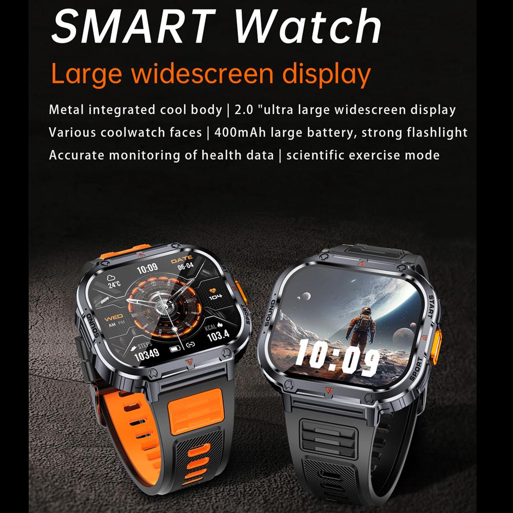 New  Smart Watch Men LED Flashlight Sports IP68 Waterproof GPS Tracker Bluetooth Call Smartwatch Man for Android ioS