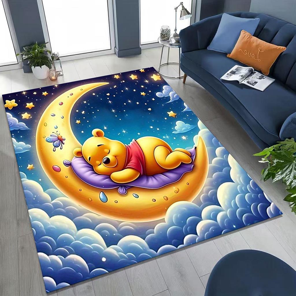 New Cute Winnie Pooh Bear Cartoon Rug for Bedroom Living Room Sofa Home Doormat Decor, Large Kids Play Non-slip Floor Mat
