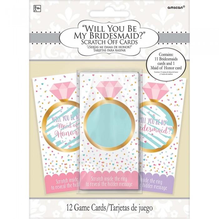 Amscan Bridal Shower Novelty Scratch Card (Pack of 12) One Size blanc