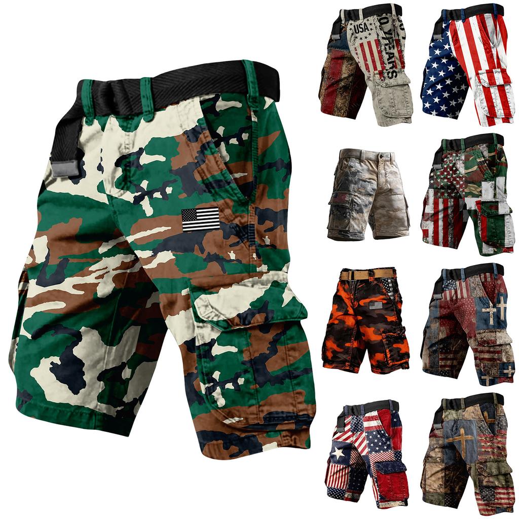 Herren Sommer Bedruckte Outdoor-Shorts Herren Lockere Mehrzweck-Taschen-Shorts