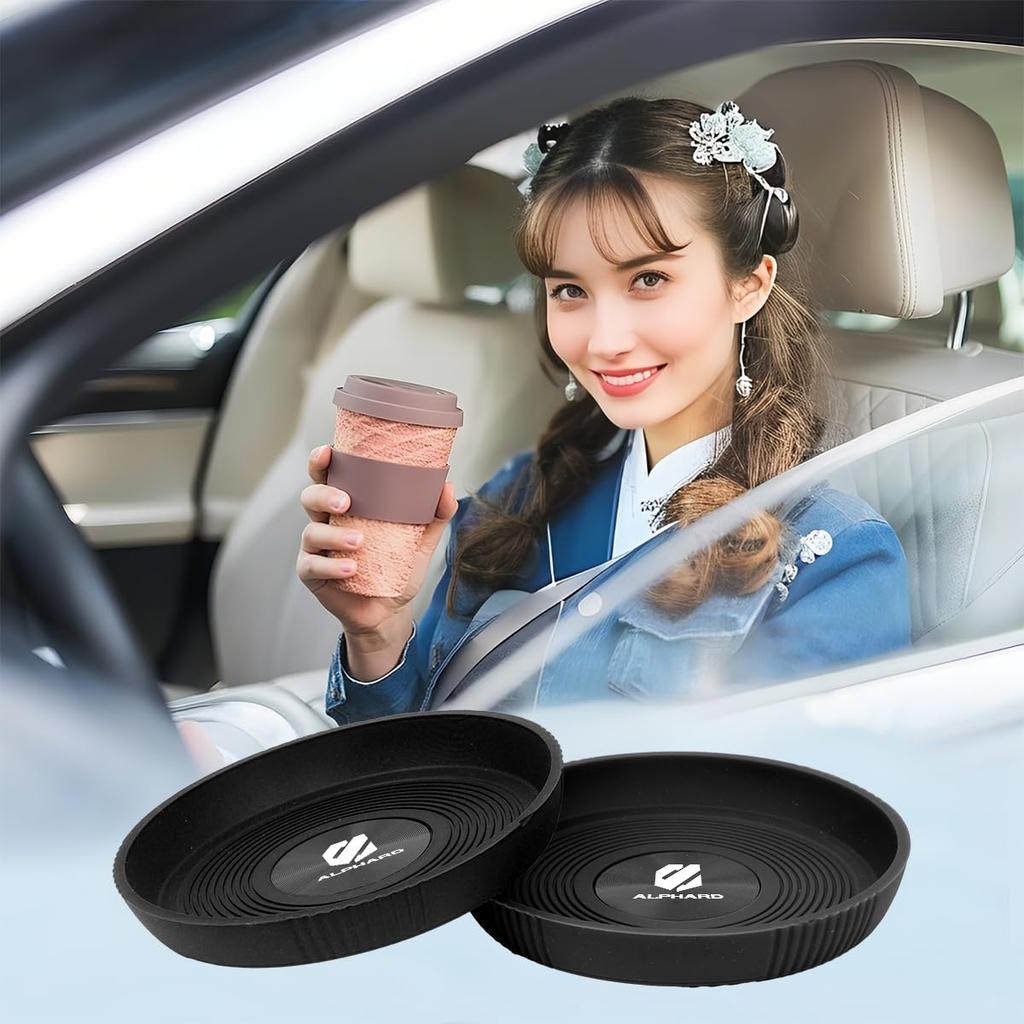Set of 3 Alphard Coasters 3D Round Cup Mats for Car Drink Customizable Interior Accessories for Toyota Alphard 40 Series and 30 Stylish Silicone and