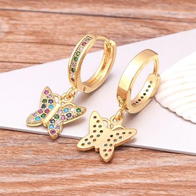 Trendy Bohemian Zircon Hollow Blue Evil Eye Hoop Earrings for Women Cute Unique Gold Color Crystal Drop Earrings Party Jewelry