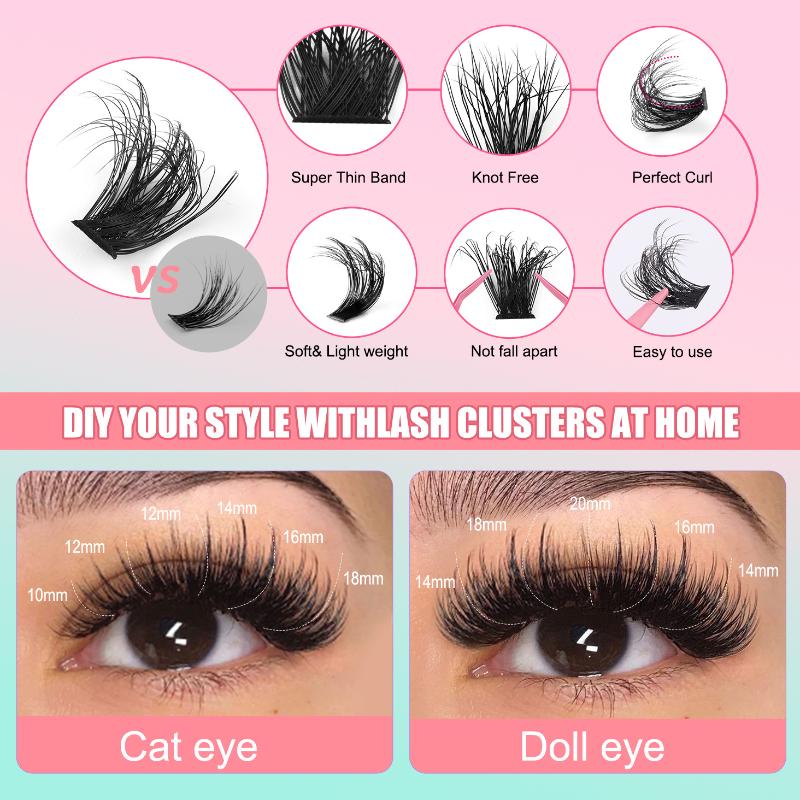 15Rows Diy 5D Fluffy Lash Clusters 80D 100D Thick Eyelash Clusters Wispy Individual Lashes 10-18Mm Cluster Eyelash Extension Kit