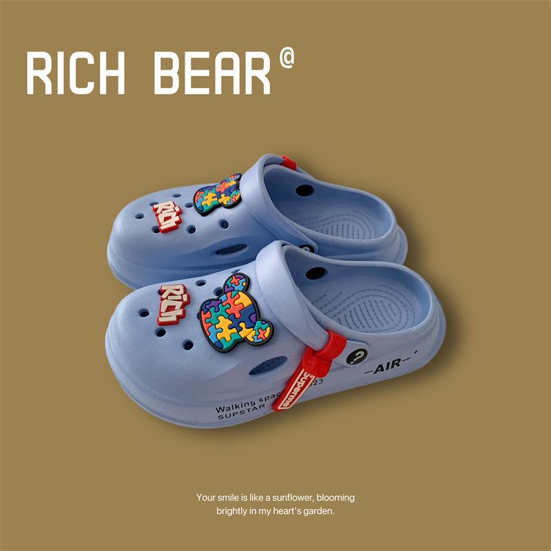 Children's Hole Shoes, Men's and Women's Middle-aged and Older Children's 2025 Summer DIY Durable Non-slip Thick-soled Beach Cute Cool Slippers