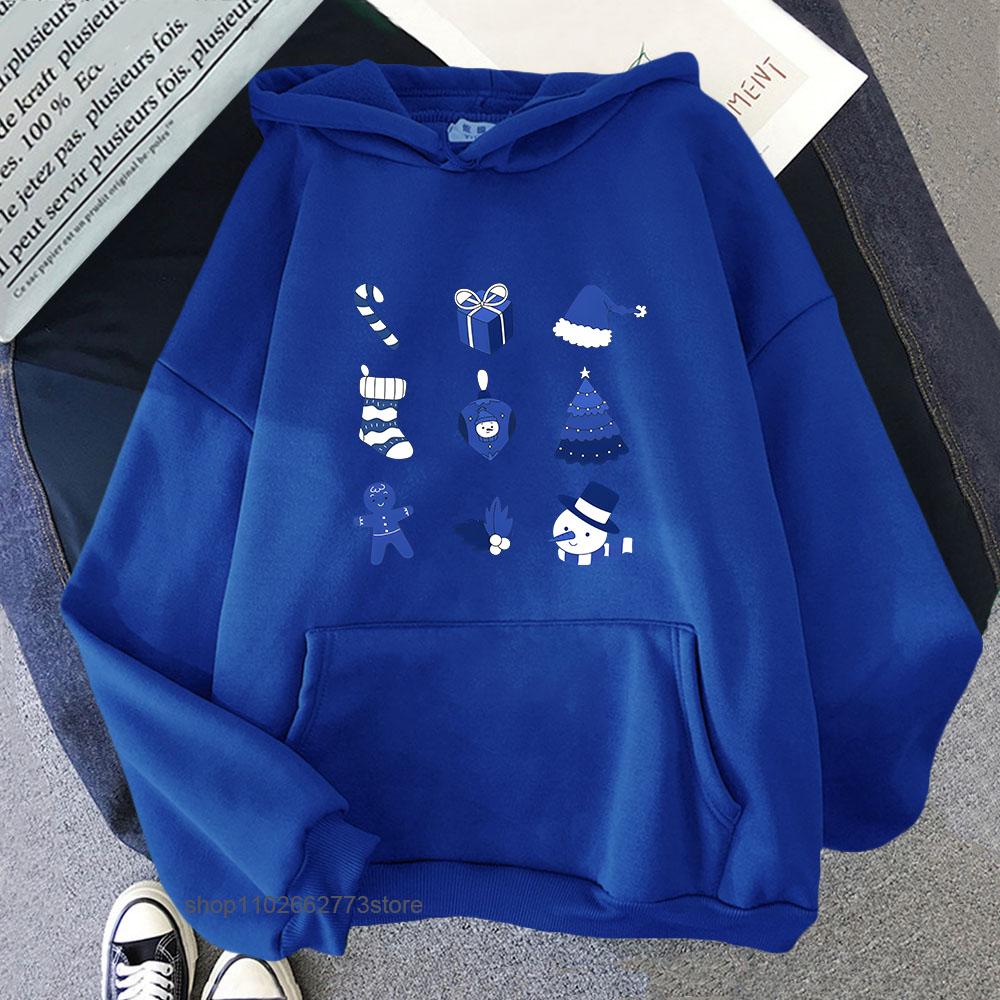 Chinoiserie Print Hoodie for Women Blue and White Christmas Sweatshirt with Hooded Winter Fleece Clothes Men