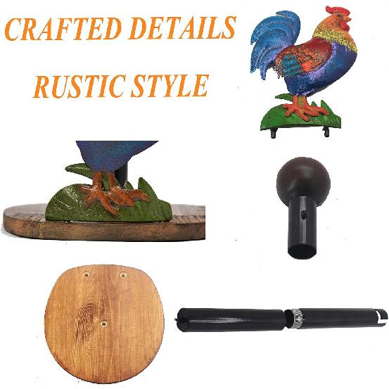 Paper Towel Holder Stand, Paper Towel Holder Countertop Wood with Rooster Decorations for Kitchen Farmhouse Villa Apartment Rooster Decor (Rooster)
