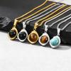 Accessories Men'S Stainless Steel All-Light Irregular Natural Tiger'S Eye Stone Agate Stone Pendant Necklace Pn-2189