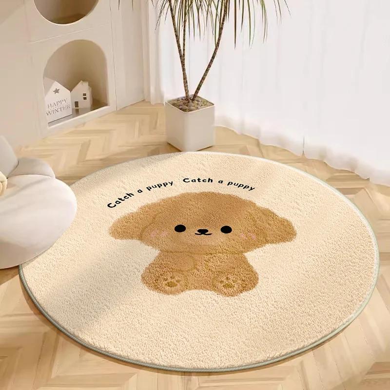 Cartoon Animals Carpets for Living Room Cute Bedroom Decor Plush Rug Round Dressing Table Floor Mat Fluffy Soft Children Carpet