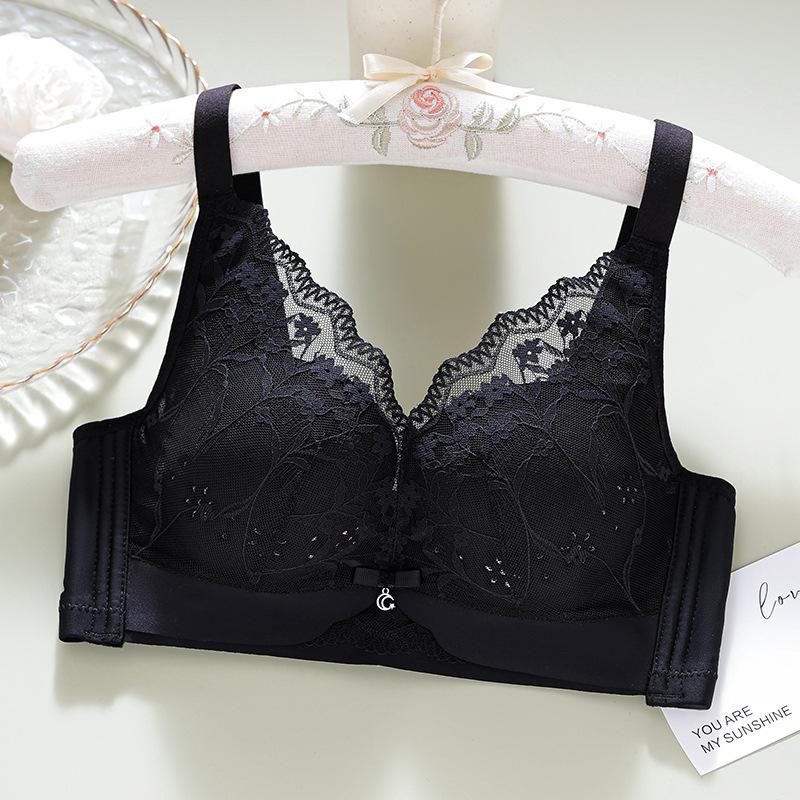 Xia's New Hole Cup, Lace Thin Cup, Junior Without Steel Ring, Bra Gathered, Breathable and Anti-sagging