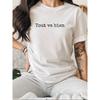 Letter Print T-shirt, Short Sleeve Crew Neck Casual Top For Summer & Spring, Women's Clothing