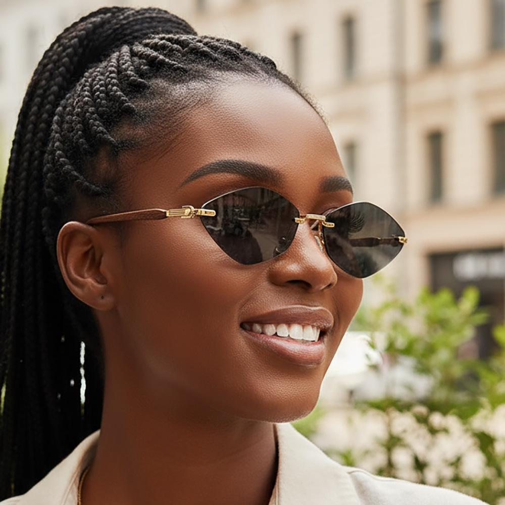 New fashion frameless trimmed sunglasses Internet celebrity elegant and thin sunglasses personalized versatile models