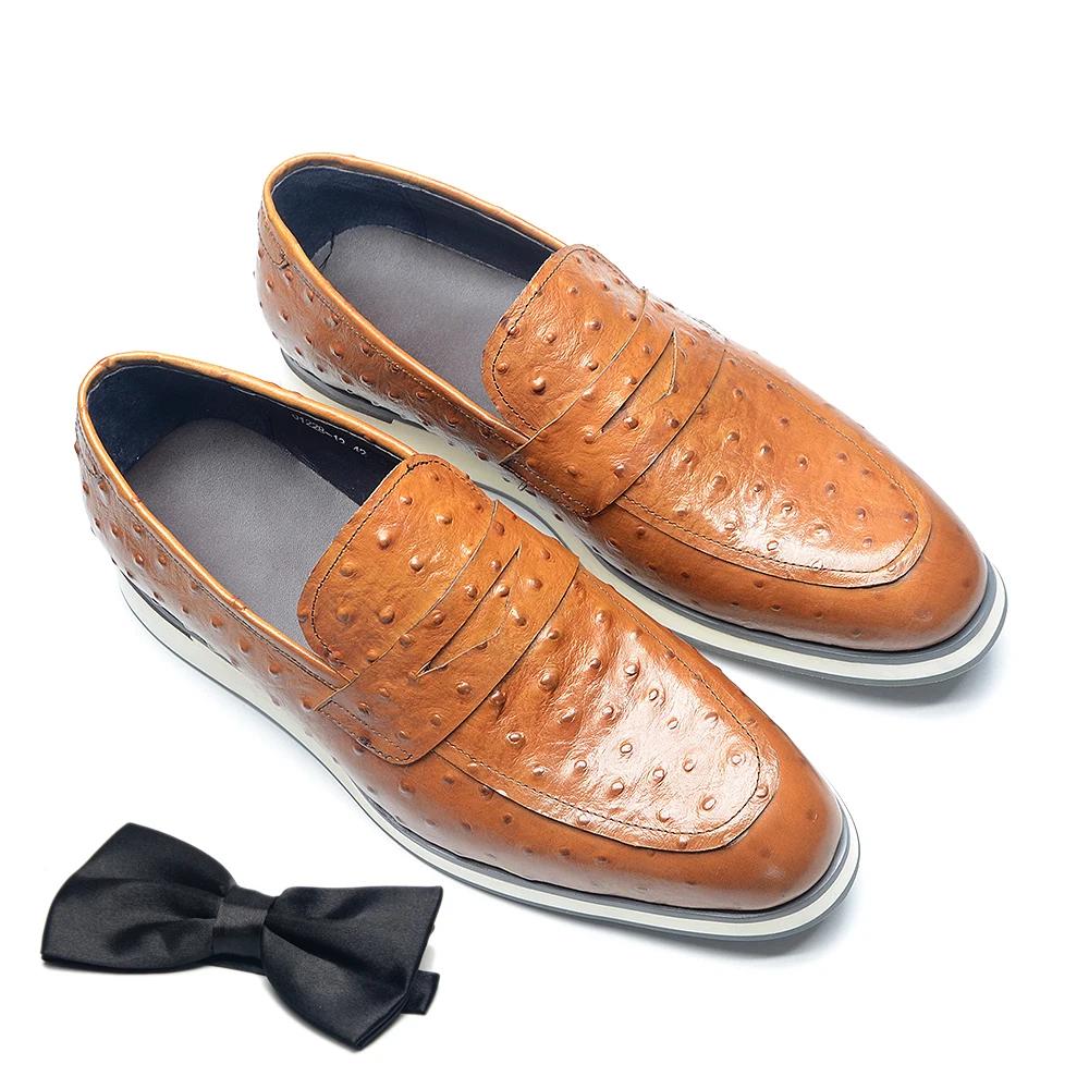 

Flat Penny Loafers Men s Sneakers Cow Genuine Leather Slip-on Ostrich Pattern Business Party Casual Dress Shoes Male Footwear 46