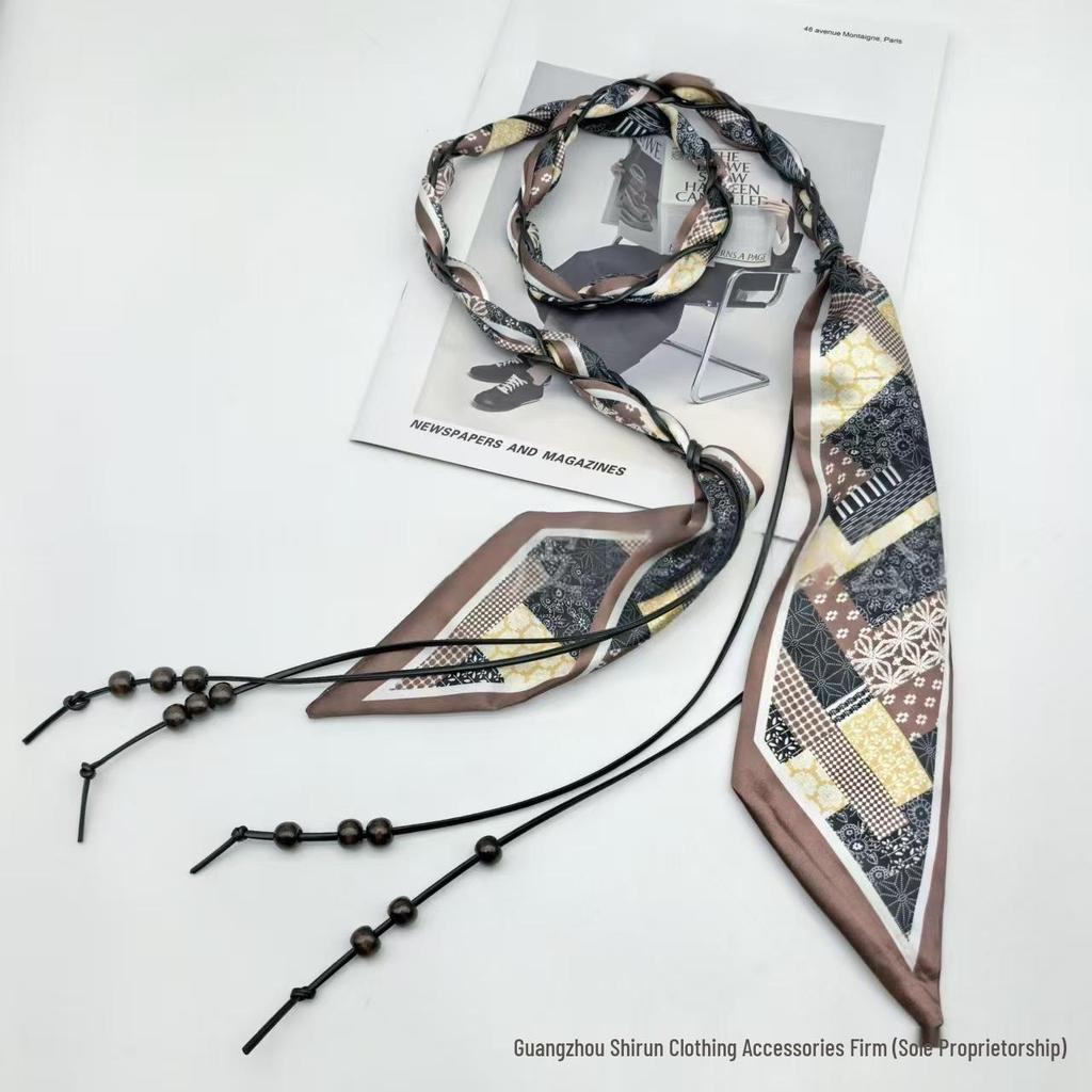 Bohemian Ethnic Silk Scarf Belt: Women's Handmade Woven & Beaded Waist Accessory