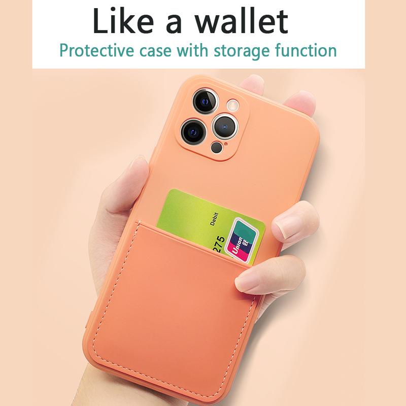 Wallet Cases For iphone 7 8 Plus X Xs Max XR Liquid Silicone Case For iphone 14 13 12 11 Pro Max Mini With Card Holder Cover Funda