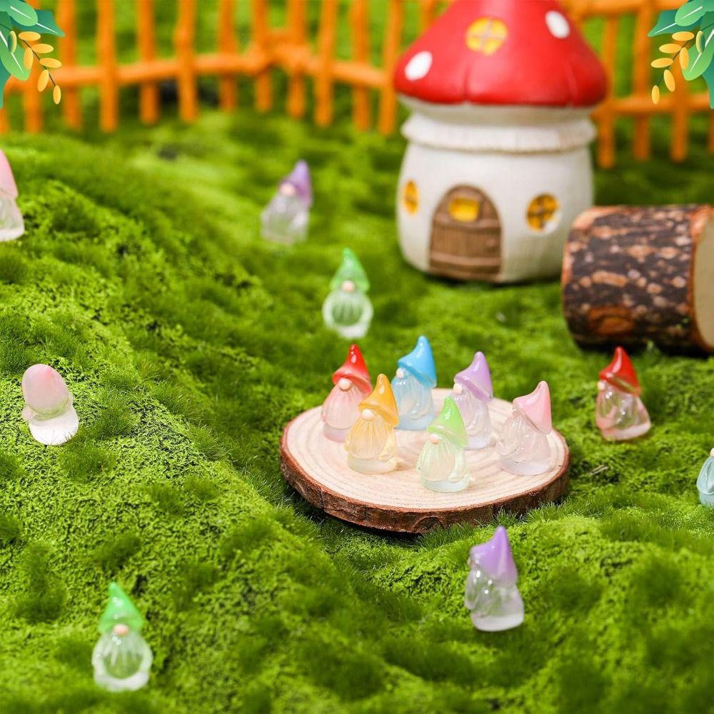6pcs Tiny Mini Resin Gnomes Glow in The Dark Miniature Decor Fairy Garden Statues  Landscape Decor