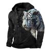 Herren Kapuzenpullover Lockerer Schnitt Mit 3D Digitalem Tierdruck Air Layer Stoff Langarm Freizeit Oberteil Alles