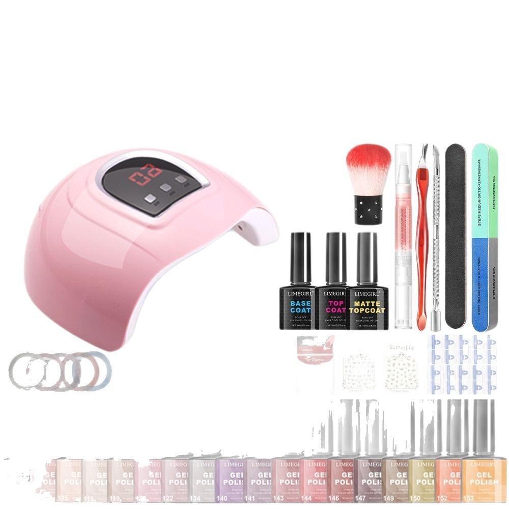 44Pcs Gel Nail Polish Kit Nail Forms Brushes UV Lamp Electric Nail File Professional Nail Art Set
