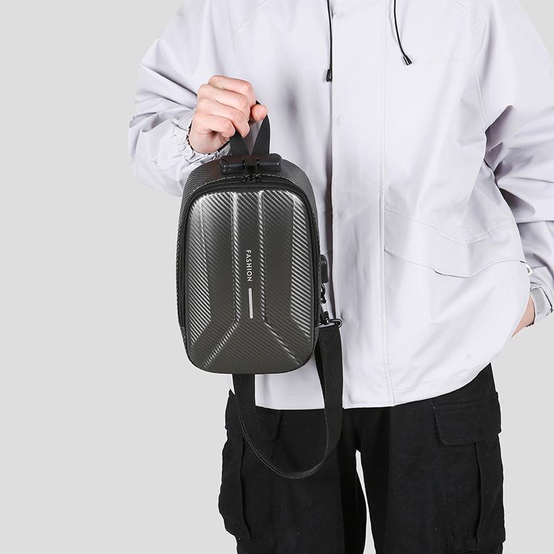 Men's Waterproof Nylon Crossbody Bag with Combination Lock for Outdoor Use