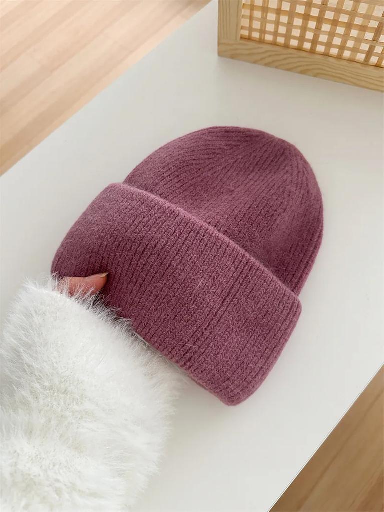 1pc Warm Knit Beanie for Men Women,Slouchy Beanie Hats Winter Knit Cap Soft Ski Hat Unisex,Thick Fisherman Cuff Plain Skull Caps