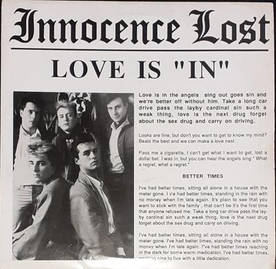 12inch Record INNOCENCE LOST - Love Is "In" INL001 Not On Label 1987 UK Rock Used
