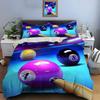 Billiards Themed Balls and Cues Bedding Set for Kids Luxury Gift 3pcs Digital Print Comforter Set Soft Comfortable Breathable