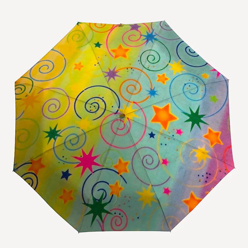 

1pc Stars Swirls Automatic Open/Close Umbrella Compact Folding Umbrella, All-Season Portable Umbrella for Women/Men088