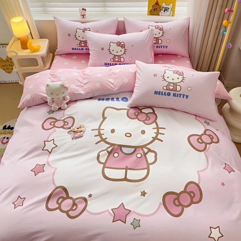 Bed Three-Piece Set, Sanrio Cartoon Series Digital Printing, Double-Sided Three (Four) Piece Set