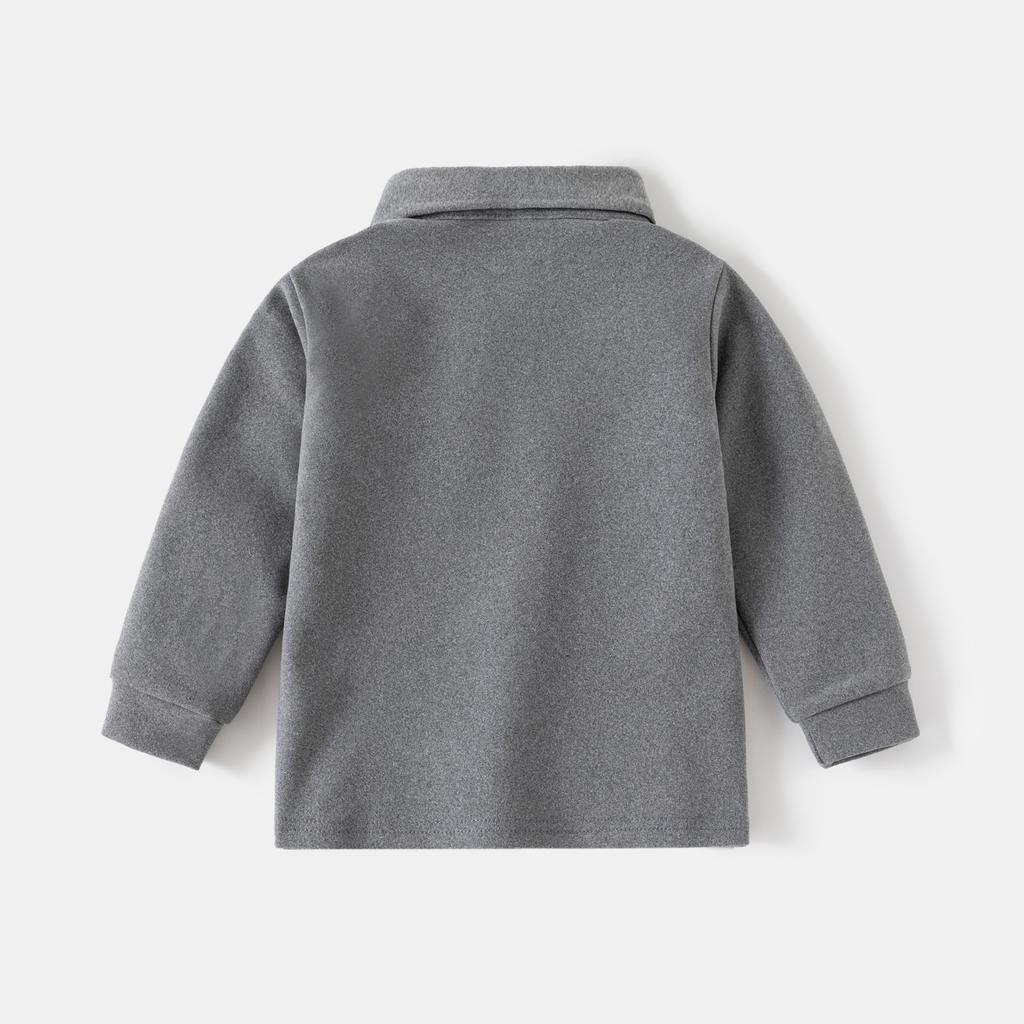 Kinder Herbst Kragen Verdicktes Langarm Poloshirt Baby Einfarbig Minimalistisches Oberteil