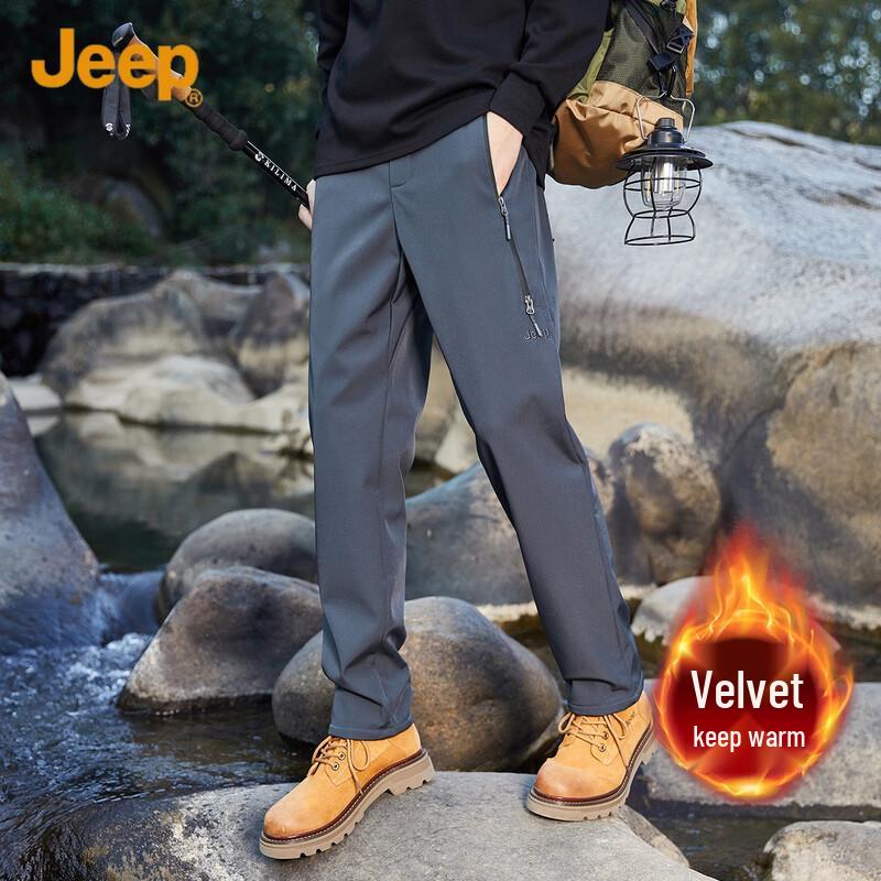 JEEP Men s Autumn/Winter Fleece-Lined Outdoor Casual Pants M