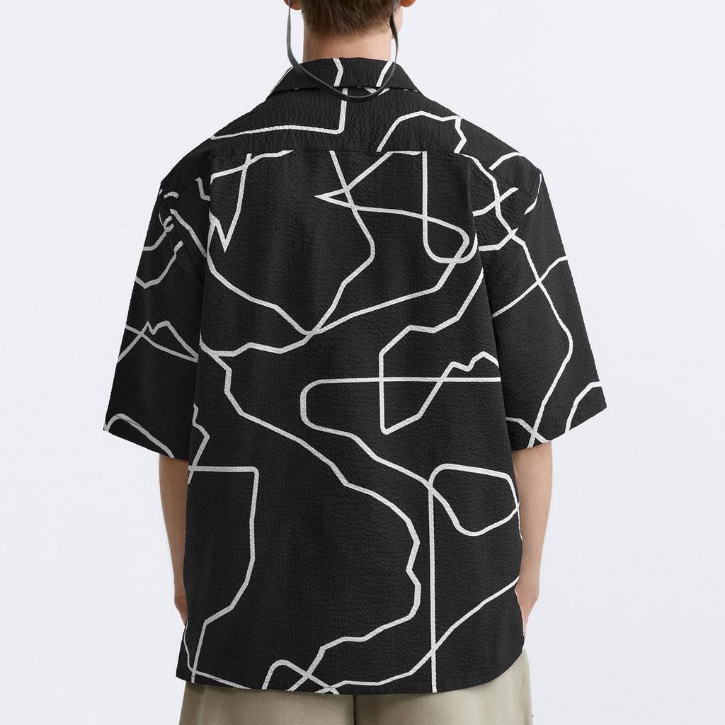 Zara Loose Fit Printed Comfortable Simple Short Sleeve Shirt Men Shirts Multicolor 7380571-021