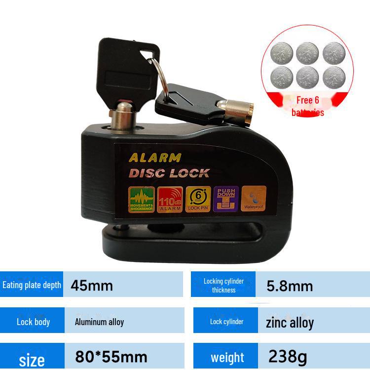 Anti-Theft Disc Brake Lock with Alarm for Mountain Bikes, Motorcycles, and E-Bikes