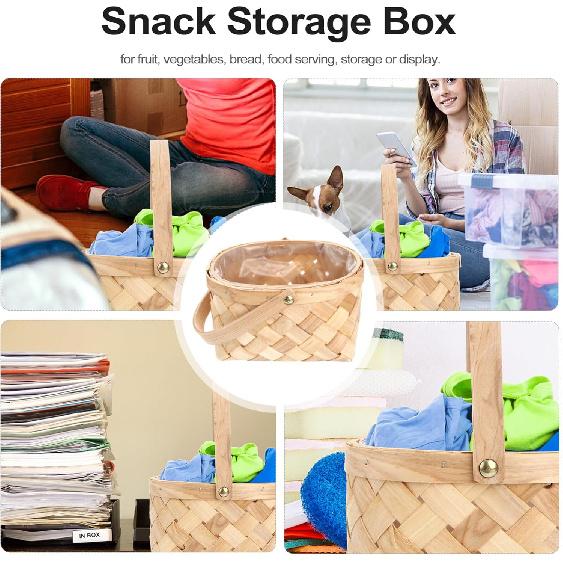 

Handmade Rattan Storage Basket Handle Woven Portable Organizer Size Wicker Basket Home Decor Middle бежевий