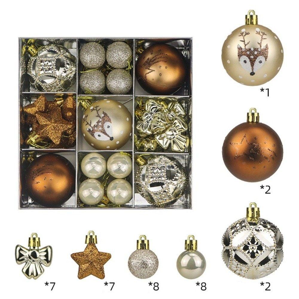 35Pcs Shatterproof Xmas Tree Hanging Balls Bow Christmas Ball Ornaments Party Decorations