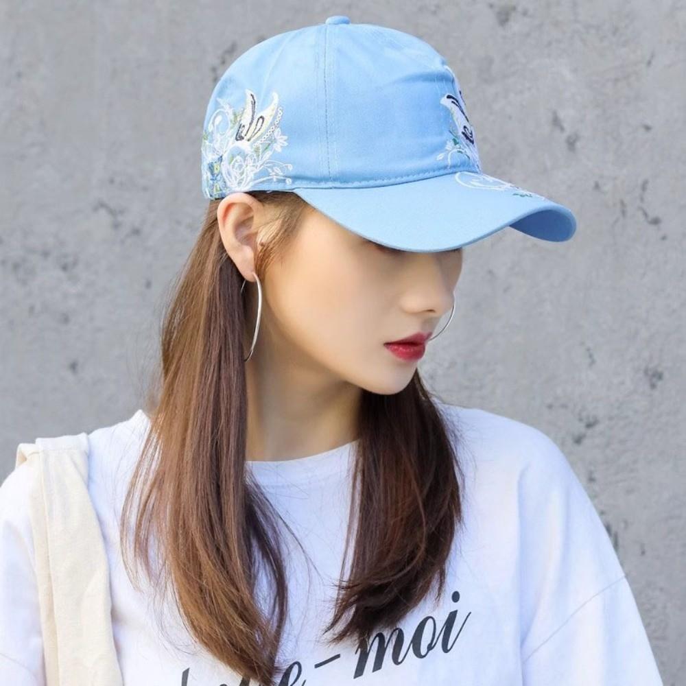 Embroidered Butterfly Baseball Cap Sequin Cotton Baseball Cap Creative Peaked Cap  Outdoor
