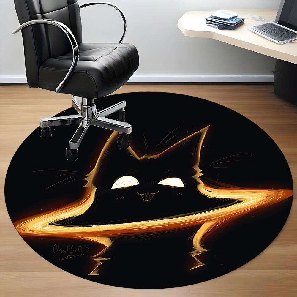 1pc FlameKitty Office Round Area Rug, Mat Suitable For Office, Under Office Chairs Bedroom Living Room Home Decor, Room Deco