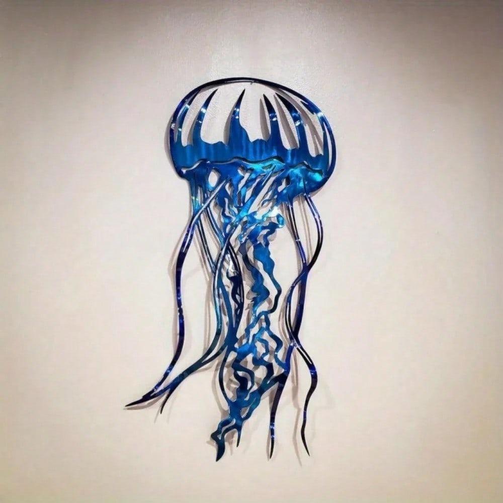 1pc Metal Sea Animal Wall Decor, Swordfish Jellyfish Turtle Sculpture, Creative Home Art Craft Ornament for Living Room Bedroom