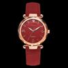 Elegancki Zegarek Damski Kwarcowy z Paskiem ze Skóry PU i Okrągłą Tarczą ze Stopu(Czerwony)