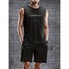 Men's Summer Outdoor Sports Polyester Set Trendy Graphic Print Tank Top and Shorts Moisture Wicking Quick Dry Athletic Outfit