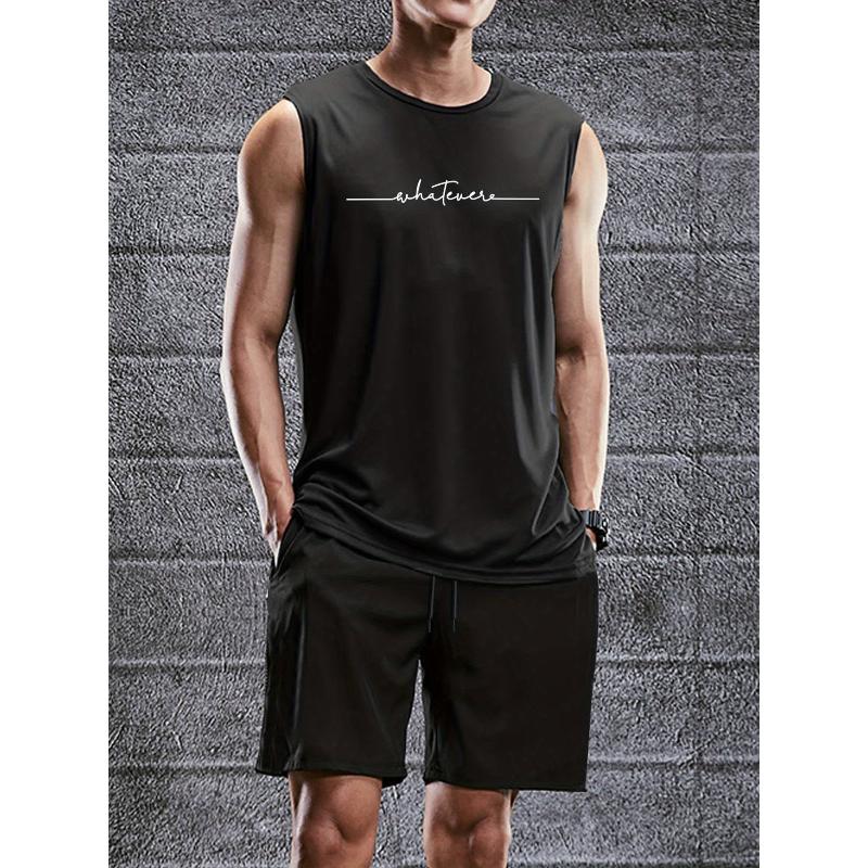 

Men s Summer Outdoor Sports Polyester Set Trendy Graphic Print Tank Top and Shorts Moisture Wicking Quick Dry Athletic Outfit XXL сірий