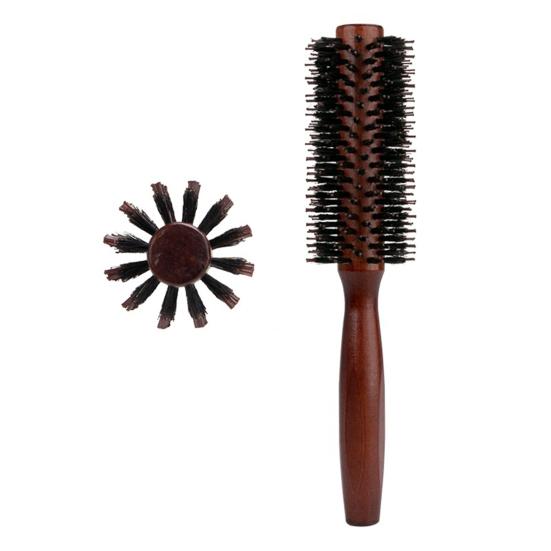 Trehåndtak Børster Rundbørste Bærbar Antistatisk Tynt Tykt Langt Rett Krøllete Hårbørste Kvinner Jenter Hårstyling Flokebørste