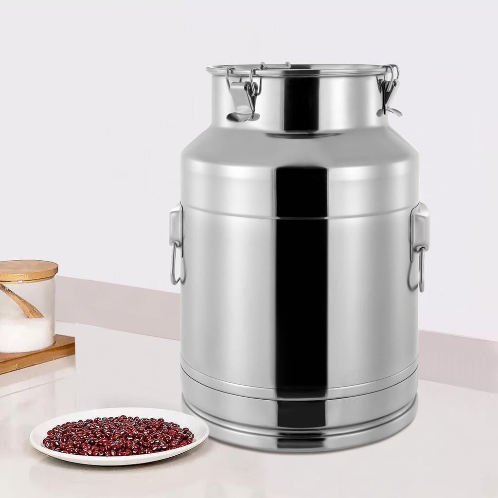 304 Stainless Steel Milk Can, 28 Liter Large Capacity Sealed Lid, Multipurpose Liquid Storage Container for Dairy, Wine, Brewing