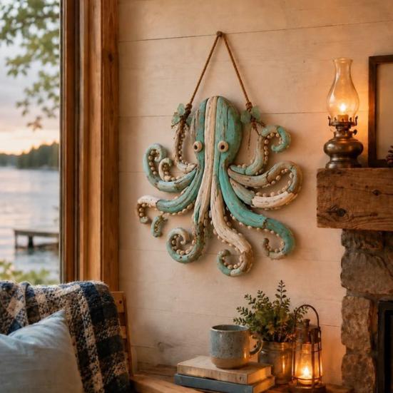 Easy To Install Wall Lamp Coastal Fish Pendant with Light, Fish/Turtle/Jellyfish/Dolphin/Octopus/Whale Shape, Resin Ocean Sconce Light Themed