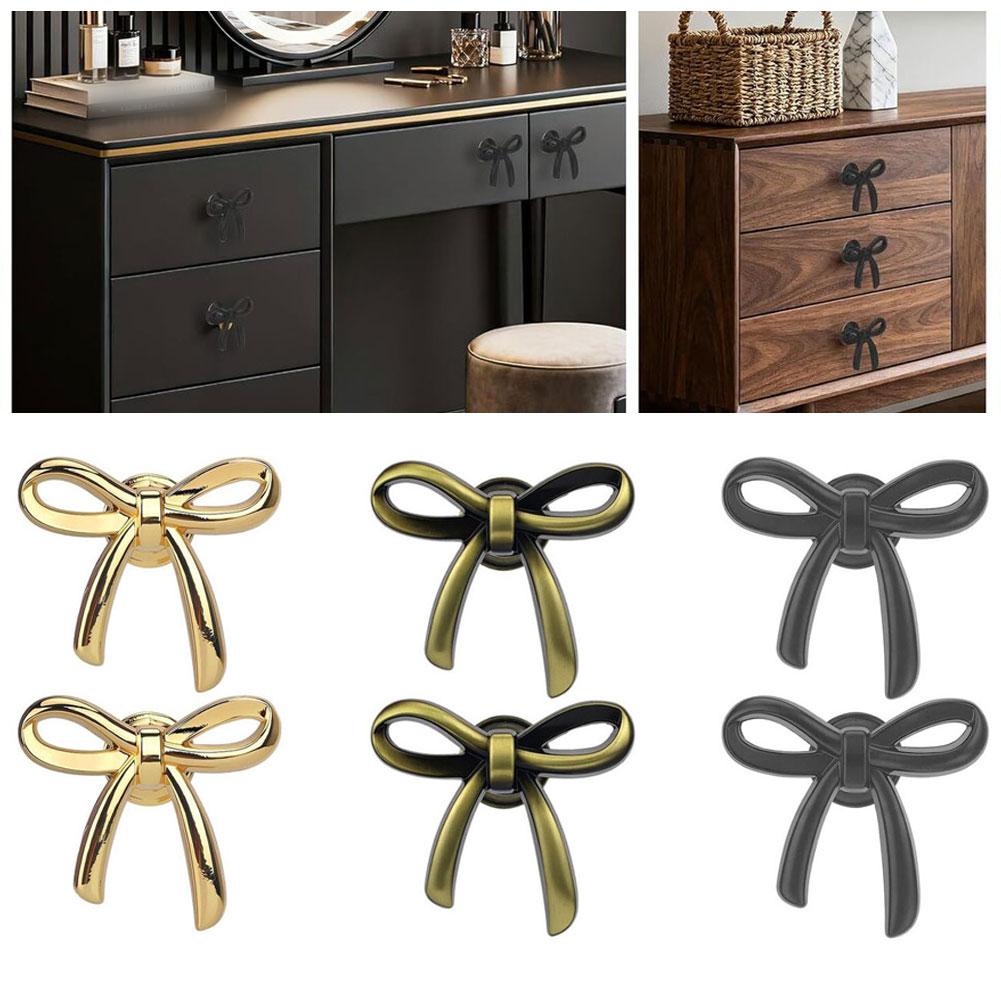 Vintage Bow Cabinet Knobs Decorative Zinc Alloy Drawer Pulls For Furniture Upgrade Decorative Handle Furniture Accessories