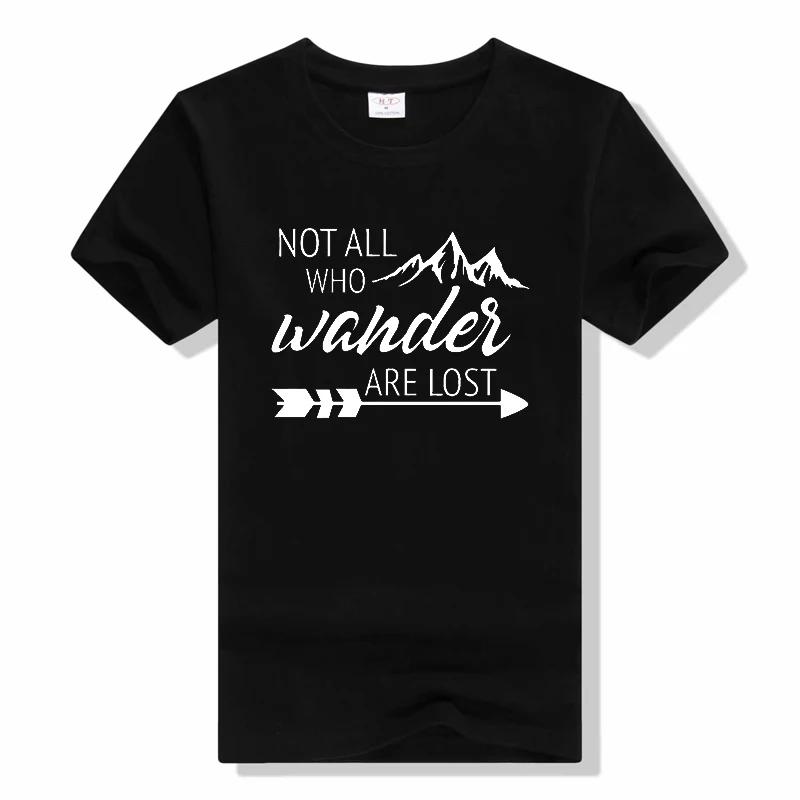 Nie wszyscy, którzy błądzą, są zagubieni t-shirt moda outdoorowe codzienne topy koszulki Nadrukowana bawełna z krótkim rękawem okrągły dekolt Nadrukowana koszulka