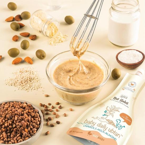 Nat Habit Baby Bath Ubtan – Tägliches Ubtan mit Charoli-Milch-Mandel für die Reinigung und Ernährung von 1 bis 6 Monaten (80 g, 2er-Pack)