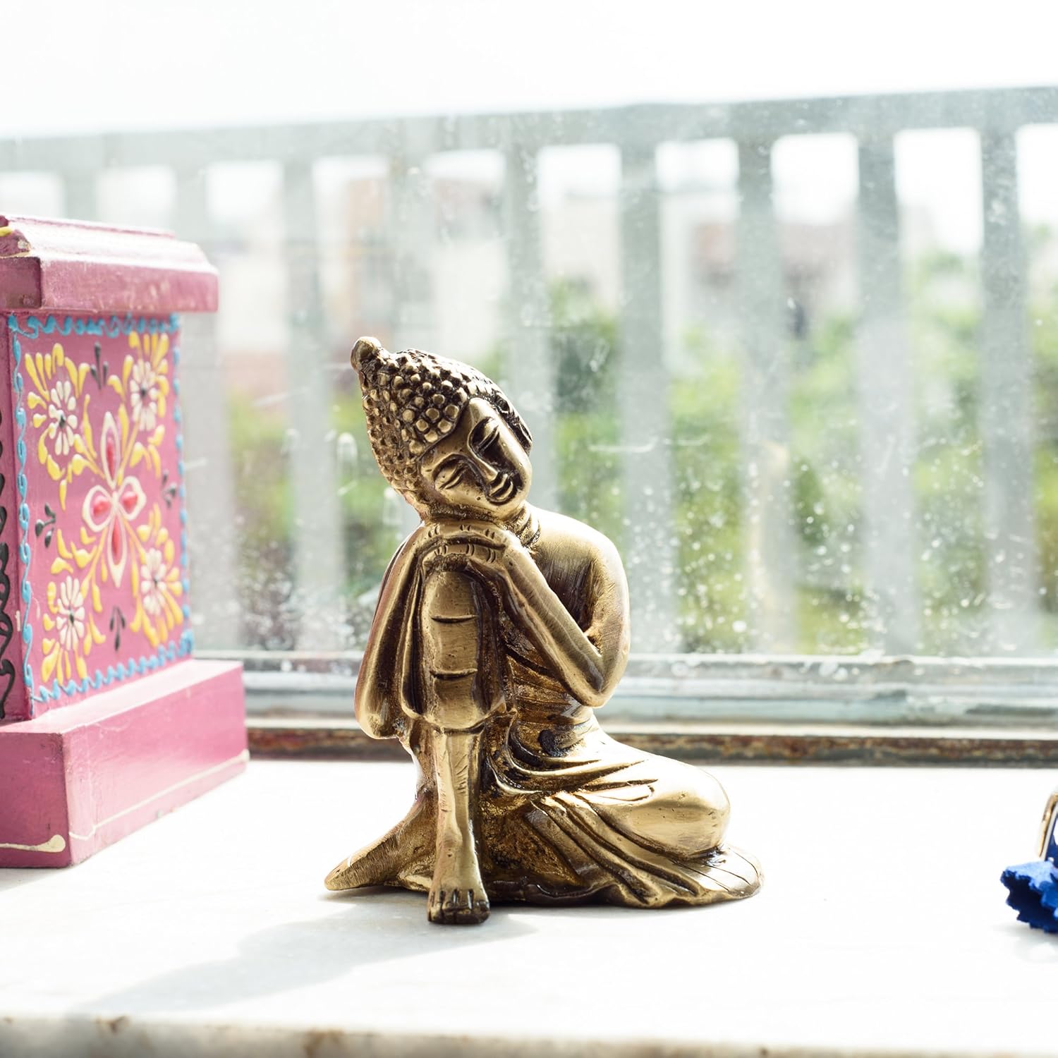 Buddha Resting Antique Artifact Brass Showpiece, Buddha Idol, Brass, Gold Idol