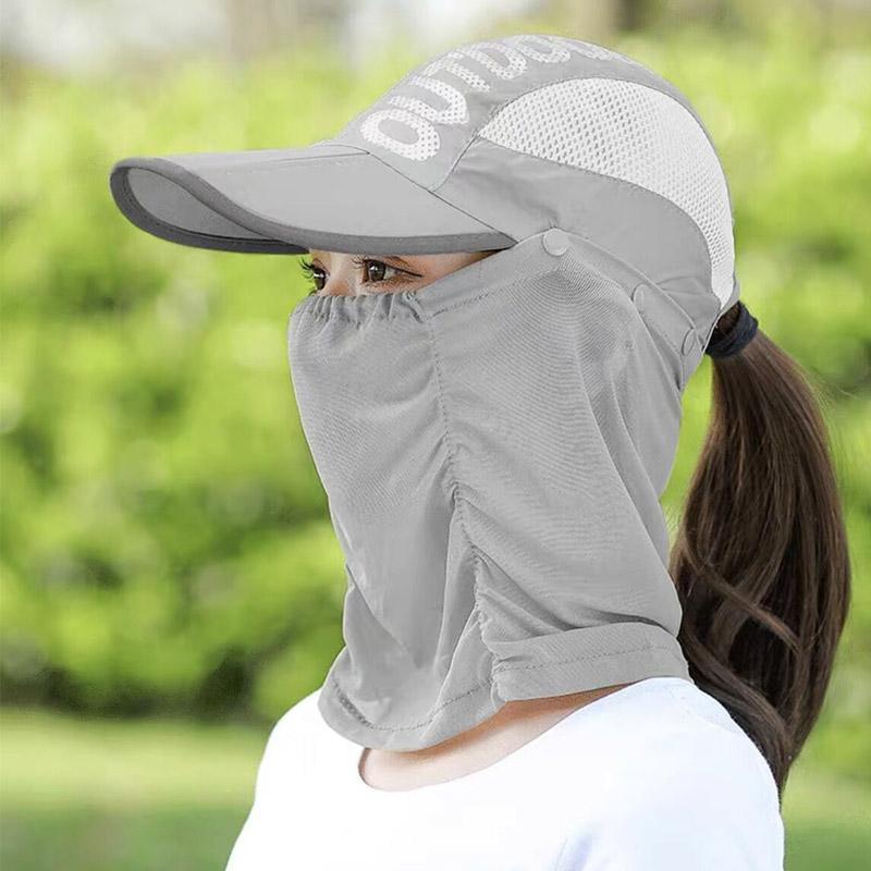 Sunscreen Hat with Foldable Portable Face Covering UV Protection Breathable Mask Cycling Veil Hat Quick Drying Baseball Hat