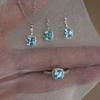 925 Sterling Silver Exquisite Sparkling Blue Square Zircon Pendant Necklace for Women Wedding Party Jewelry