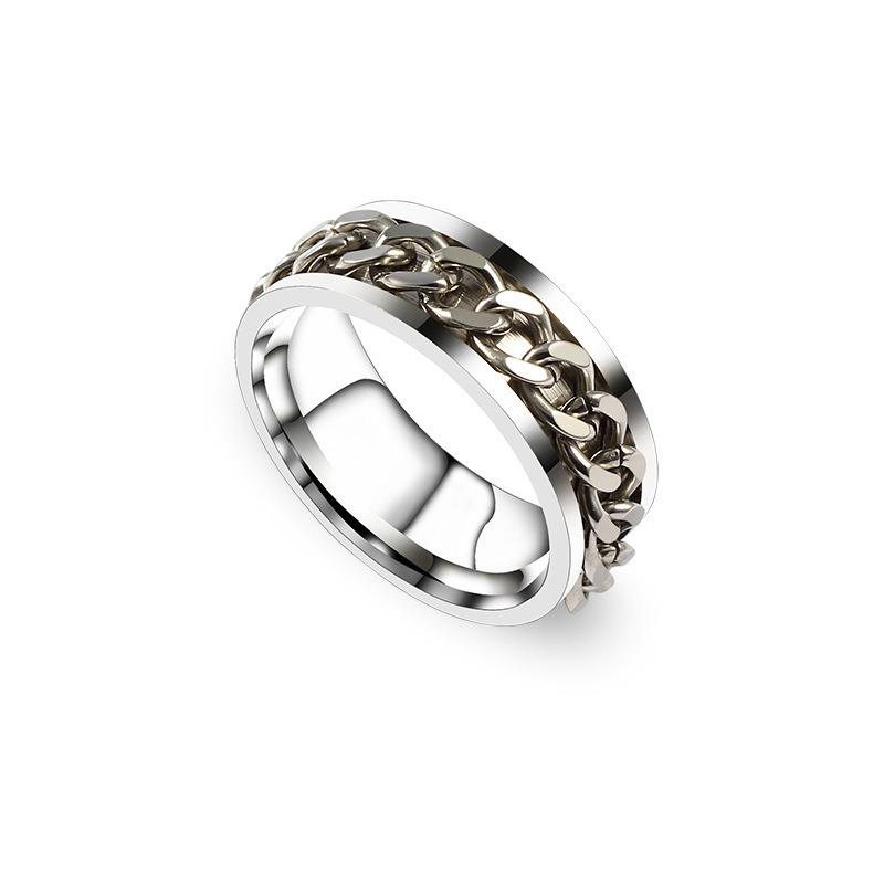 Titanium steel chain, rotating ring niche, stainless steel rotating chain, bottle opener trend bottle opening ring, male