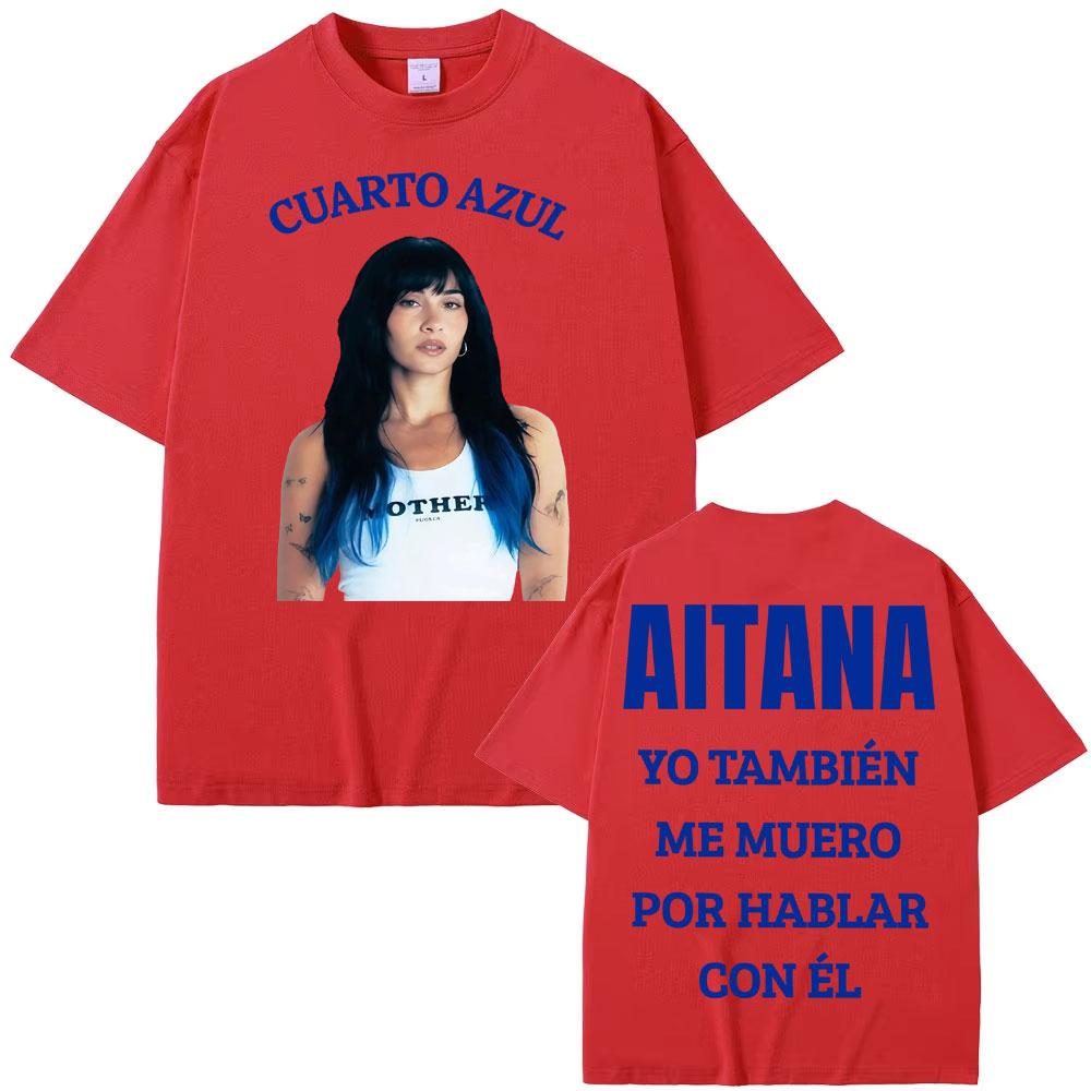 Singer Aitana Cuarto Azul 2026 Tour Graphic T-shirt Men Women Clothing Fashion Aesthetic T Shirts Cotton Loose Oversized T Shirt